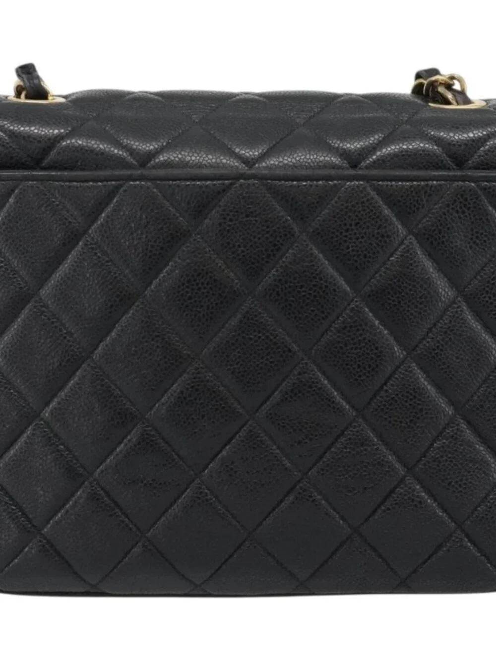 CHANEL Chain Matelasse Shoulder Bag Grained Calf Skin Black Gold CC Auth 186150V